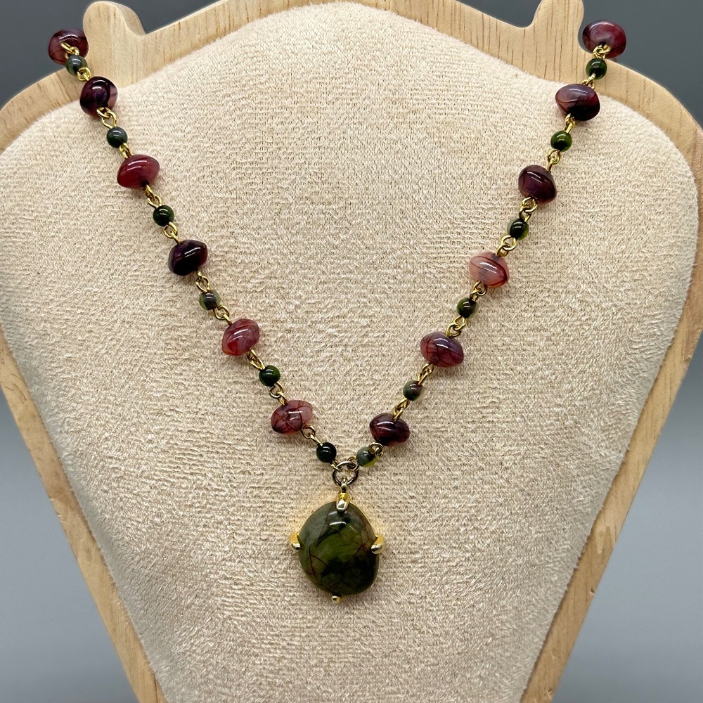 Liz Claiborne Gold Tone Beaded 18" Necklace Jewelry Boho Colorful